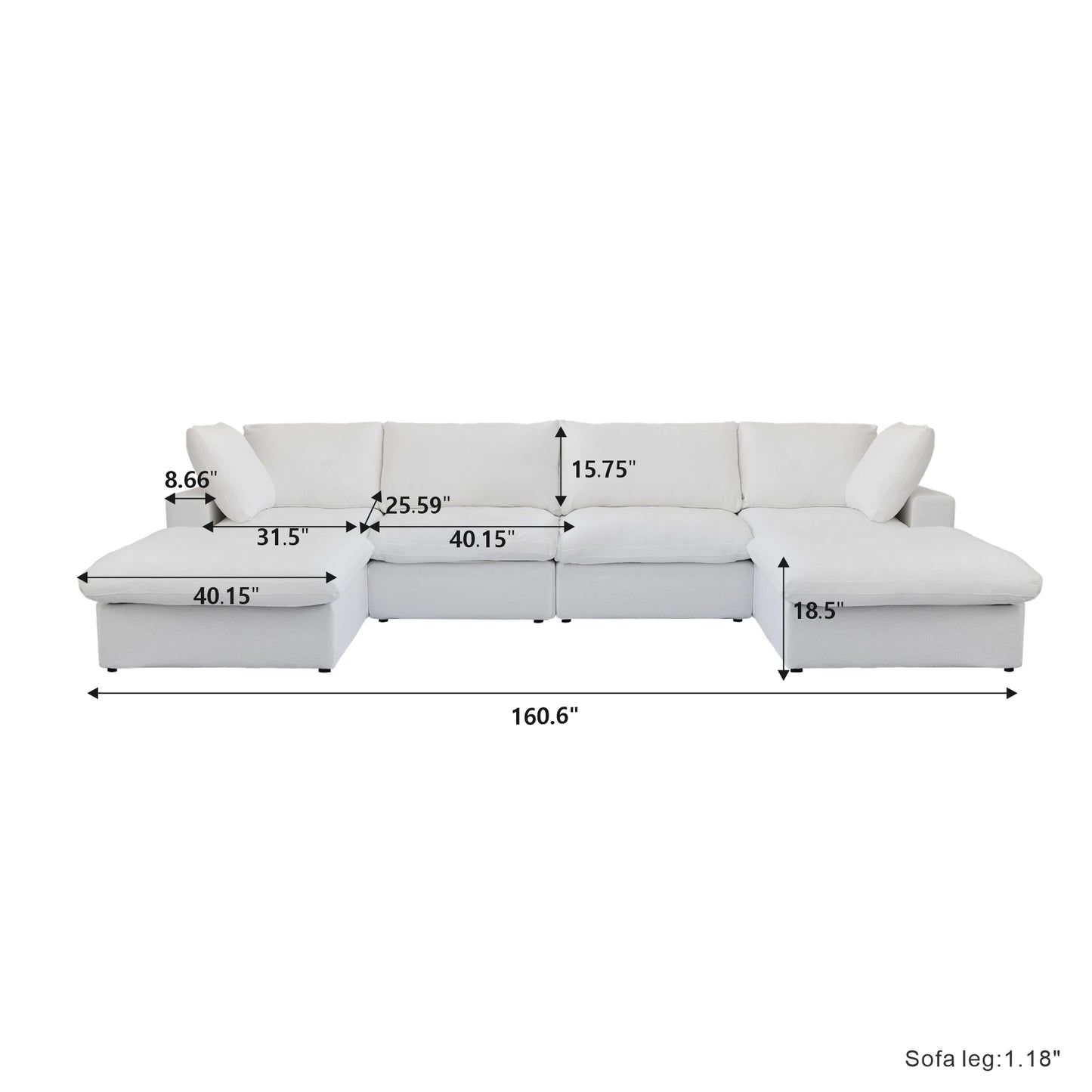 Modular Convertible Cloud Couch U Shaped 6 Seat Sofa