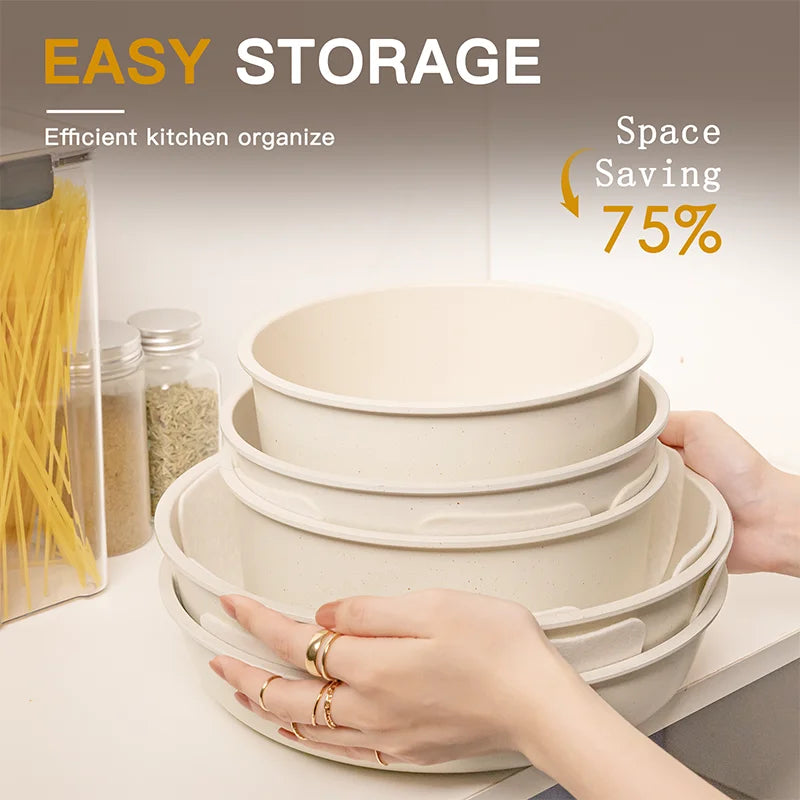 Astercook 21 Nonstick Ceramic Cookware Set Milky White