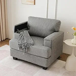Oversized Accent Chair With Armrest Organizer Cushioned