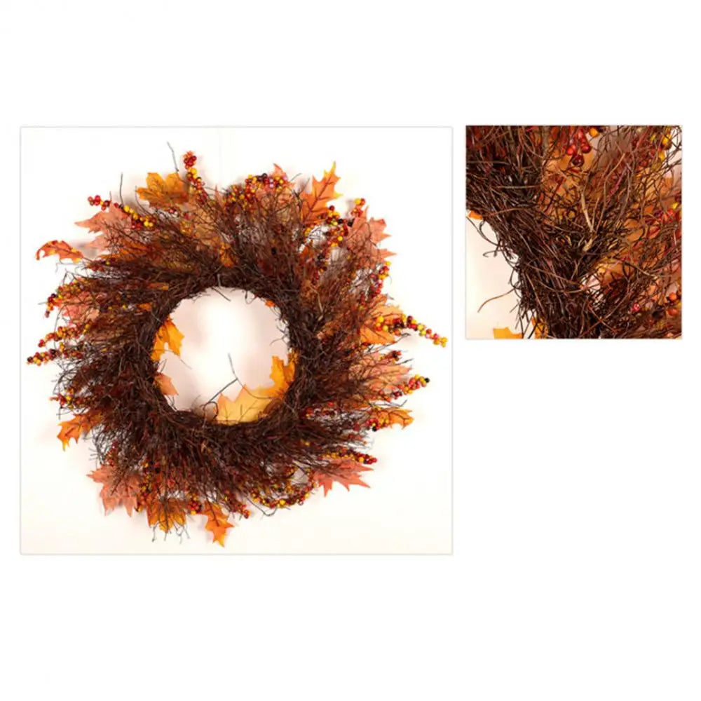 Artificial Maple Leaf Garland With Berries Wreath Xmas Decor