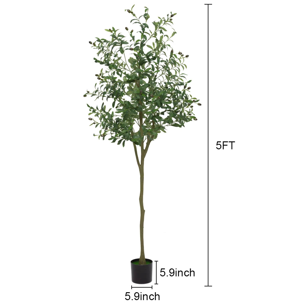 HiMISSCN Artificial Olive Tree Indoor Outdoor Potted Plant