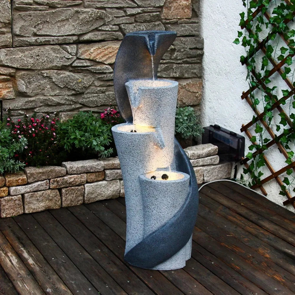 Waterfall Fountain Outdoor Garden S Shaped Water Feature