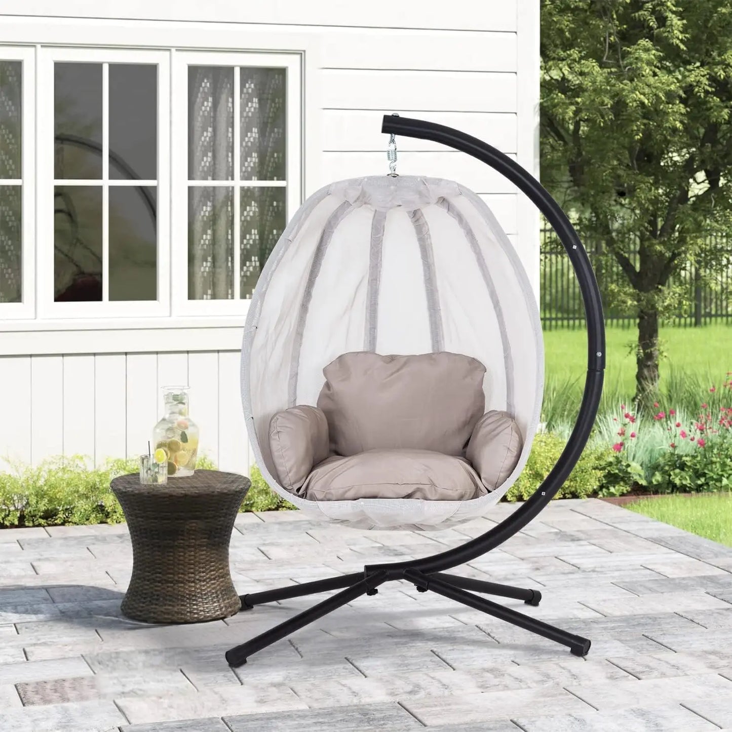 Outdoor Egg Swing Chair with Stand for Relaxation