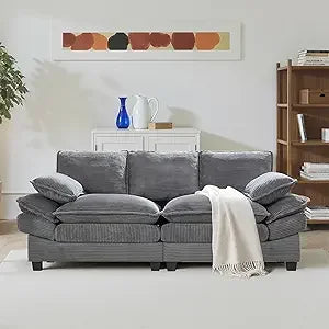 83 Inch Cloud Loveseat Sofa Modern Corduroy Pillows
