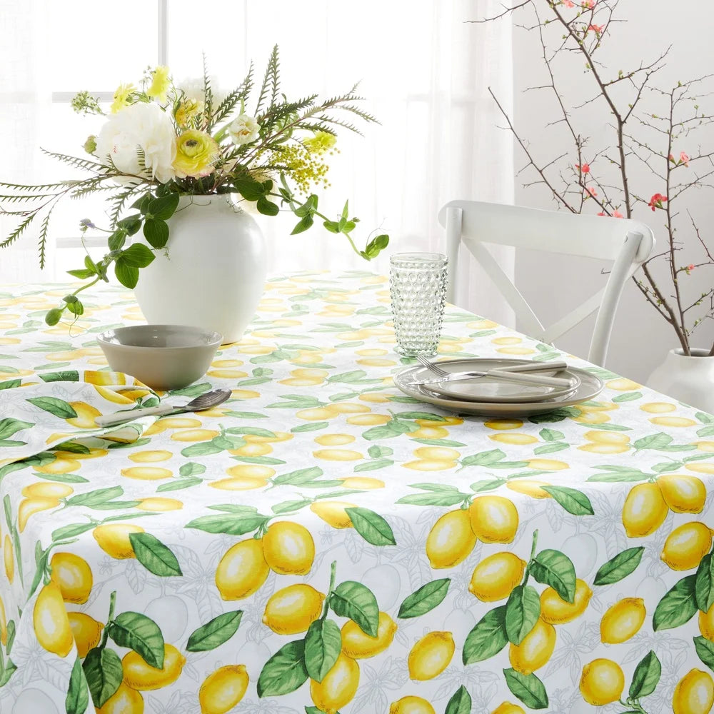 Lemon Pattern Cotton Tablecloth 60x102 Dining Decor