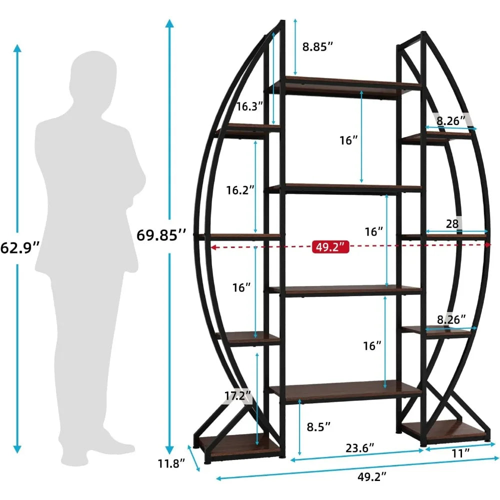 70 Inch Tall 5 Tier Indoor Industrial Half Moon Plant Stand