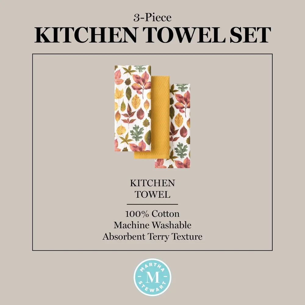 Autumn Harvest Kitchen Towel Set 3 Pack 100 Cotton Towels