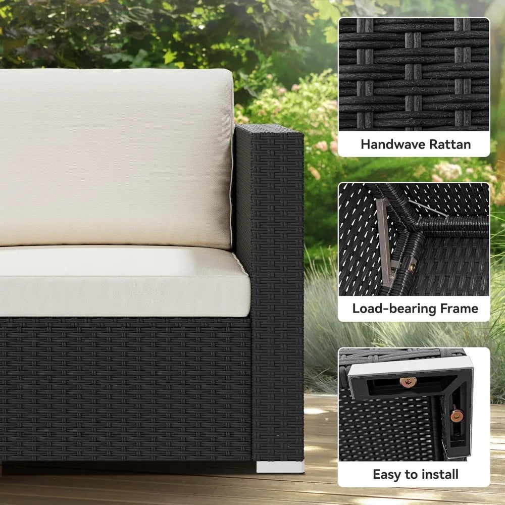 7 Piece Outdoor Patio Furniture Set Wicker Sectional Sofa