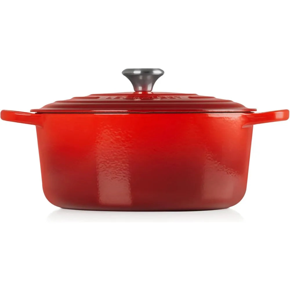 New Upgraded Enameled Cast Iron Dutch Oven Cerise 7.25 Qt