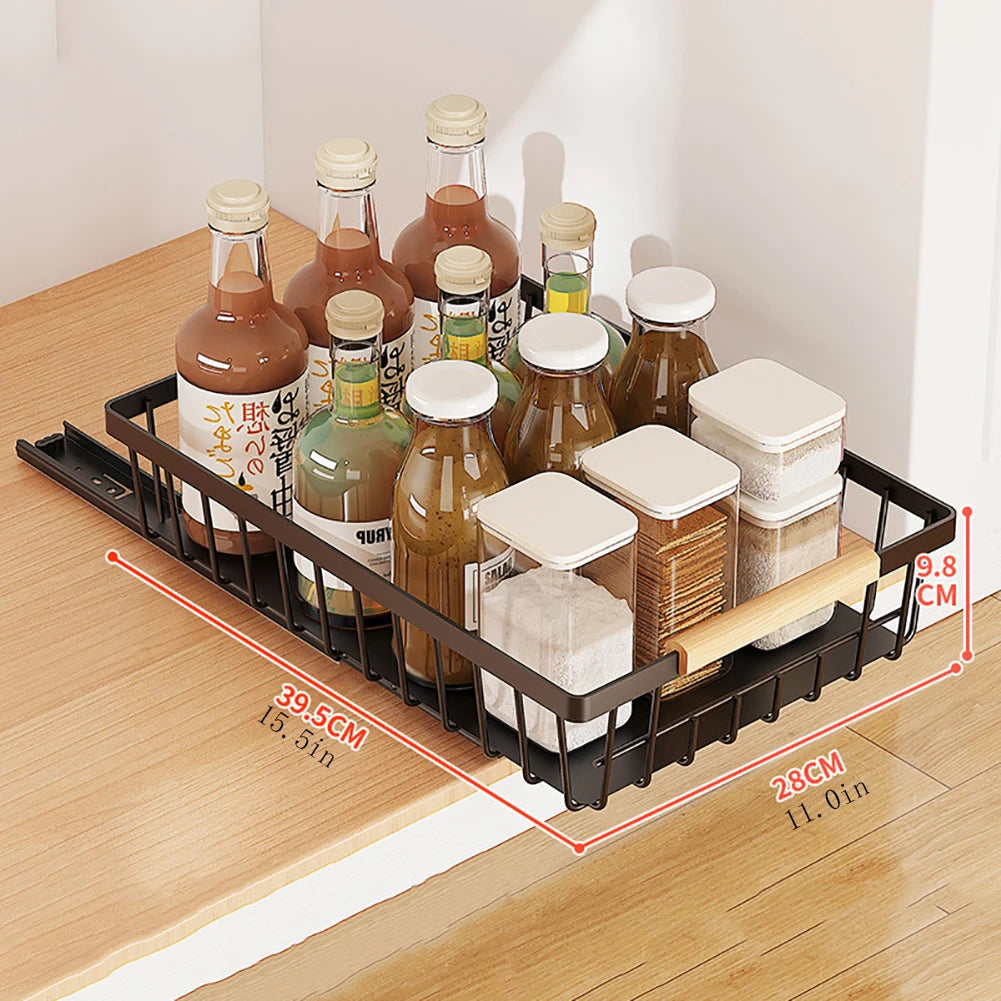 2 Pack No Drill Pull Out Cabinet Organizer Spice Rack
