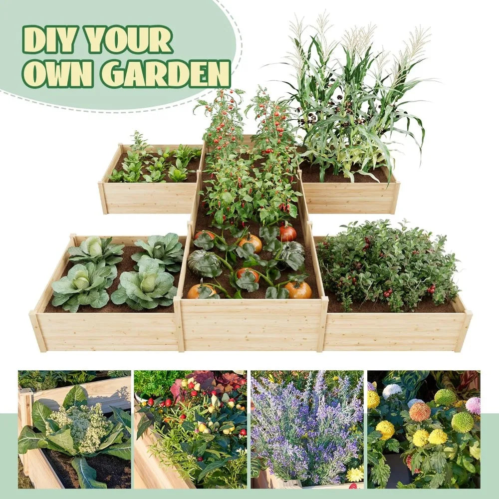 Jocisland H-Shaped Raised Garden Bed for Easy Planting