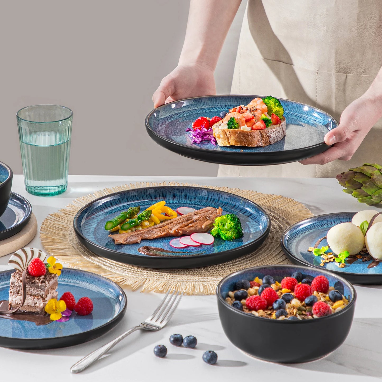 Vancasso 18 Piece Dinnerware Set Stoneware Microwave Safe