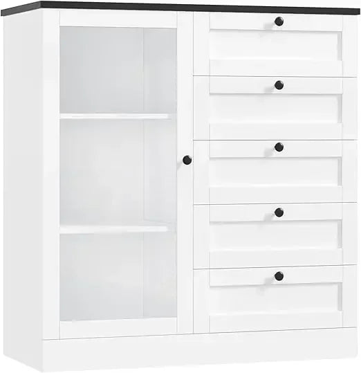 Modern Wood Storage Cabinet With Drawers For Living Room