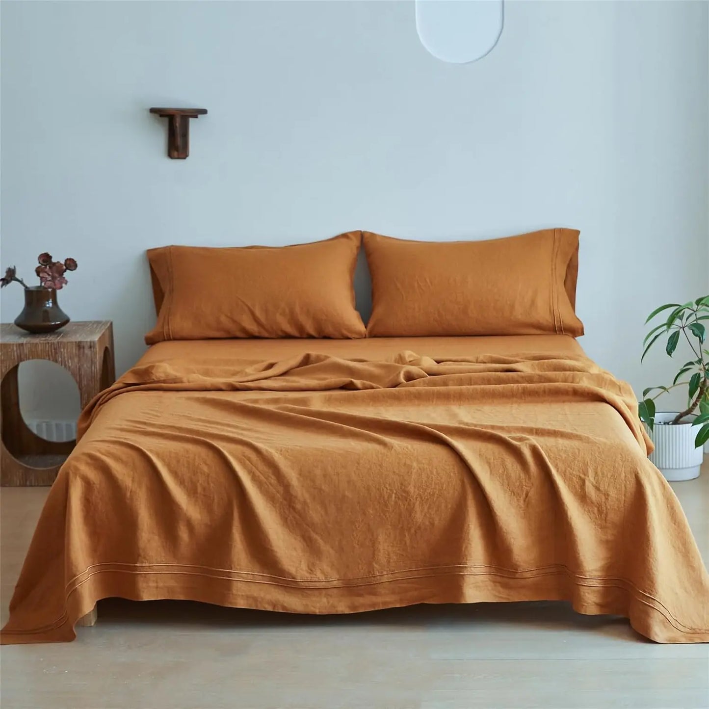 Simple Opulence 100 Percent Linen Sheet Set Embroidered