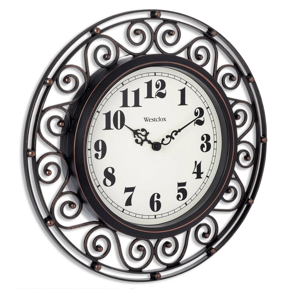 Wrought Iron Decorative Wall Clock with Large Numbers