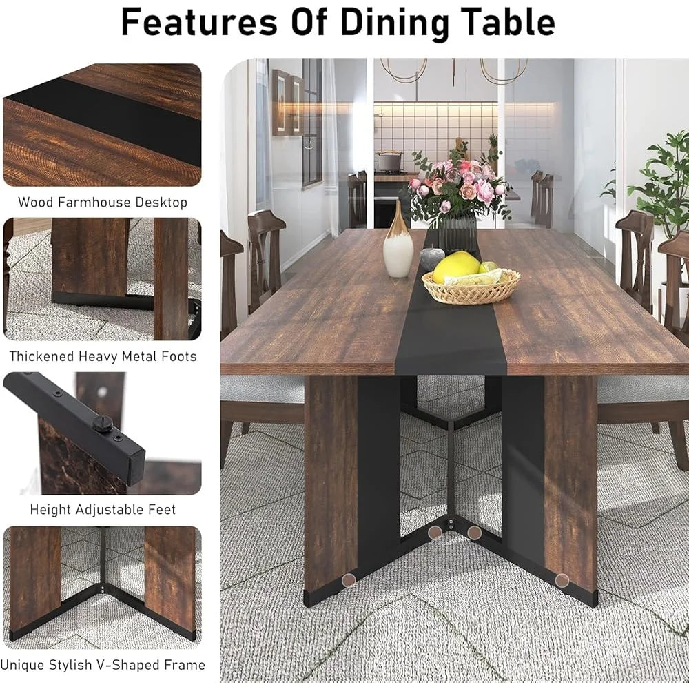 Large Rectangular Waterproof Dining Table 71 Inch Kitchen