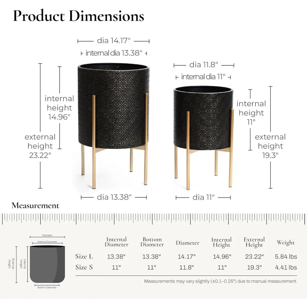 LuxenHome Mid Century Planters Set of 2 for Indoor Plants