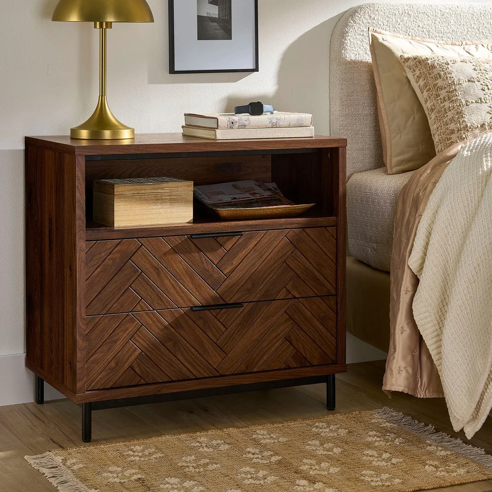 DUTRIEUX Wyatt Geo 2 Drawer Nightstand With USB Ports