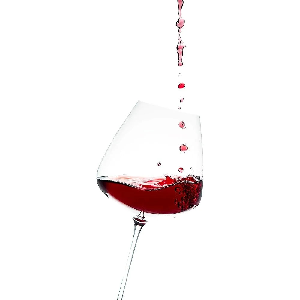 Hand Blown Crystal Burgundy Red Wine Glass Set Of 6