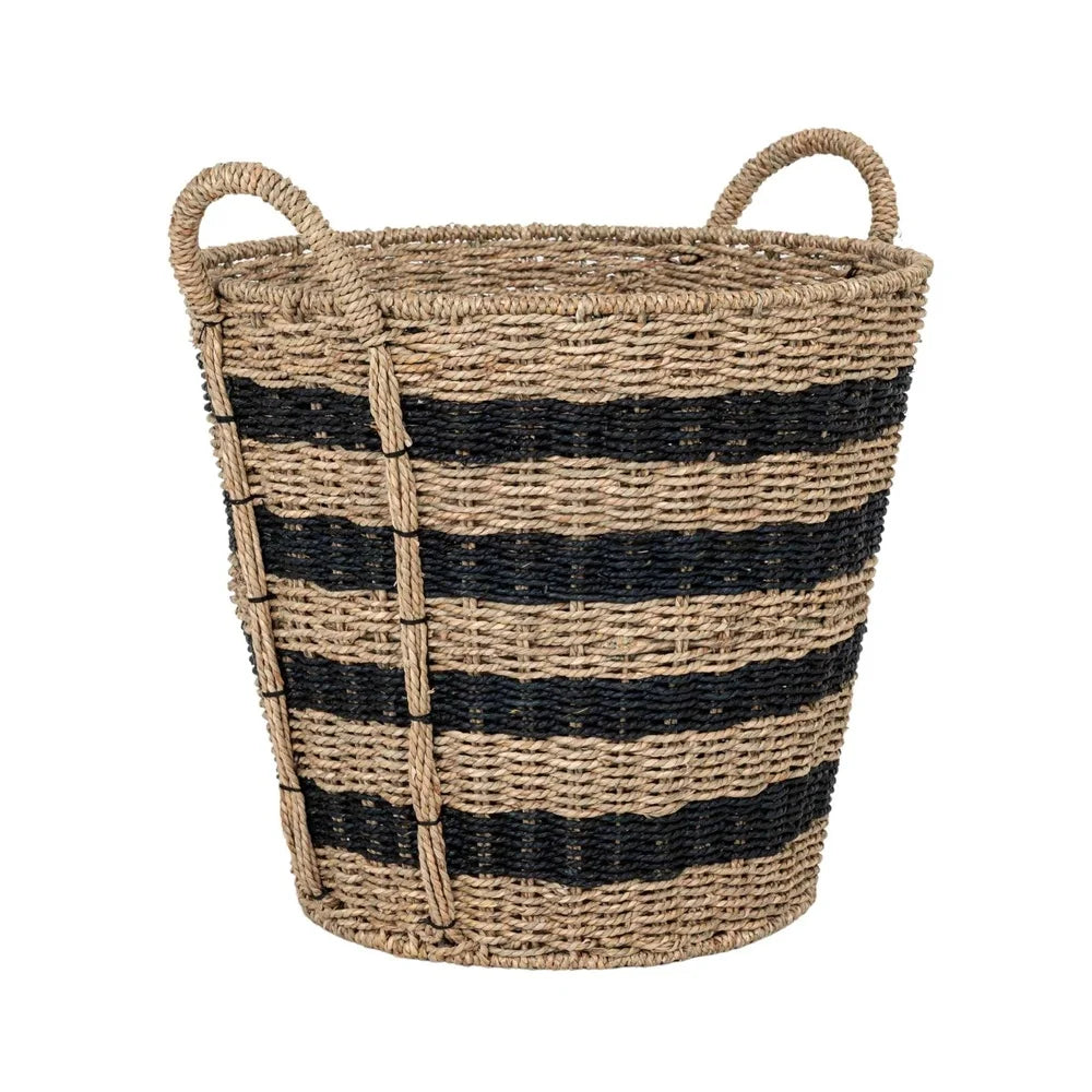 Extra Large Handwoven Seagrass Basket With Steel Frame
