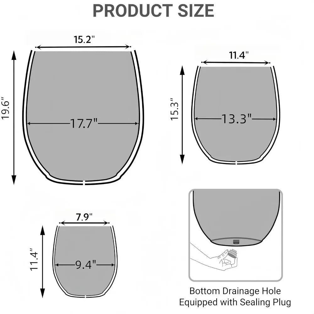 Large Outdoor Round Concrete Planters Set Of 3 For Patio