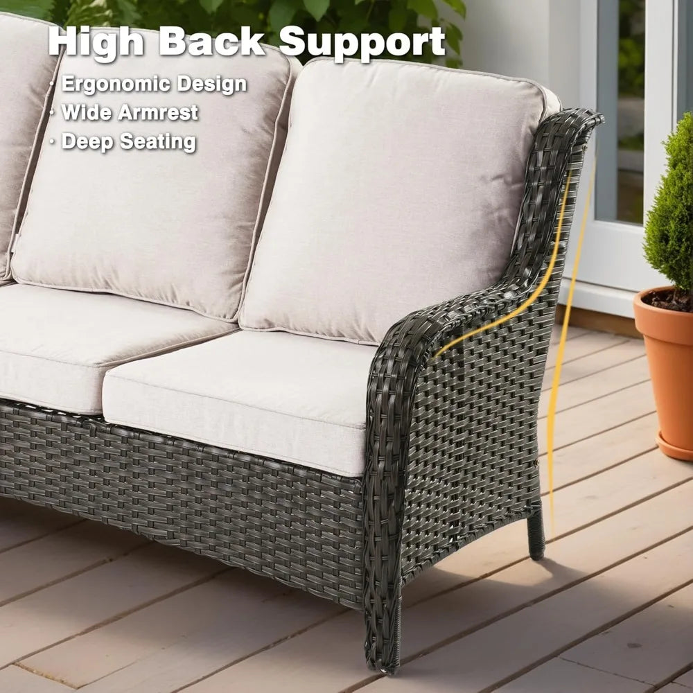 Modern 5-Piece Patio Wicker Furniture Set with Comfy Cushions