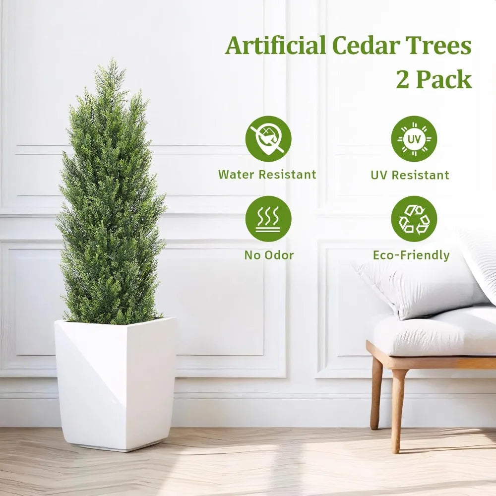 4Ft Topiary Trees Artificial Outdoor 2 Pack UV Resistant