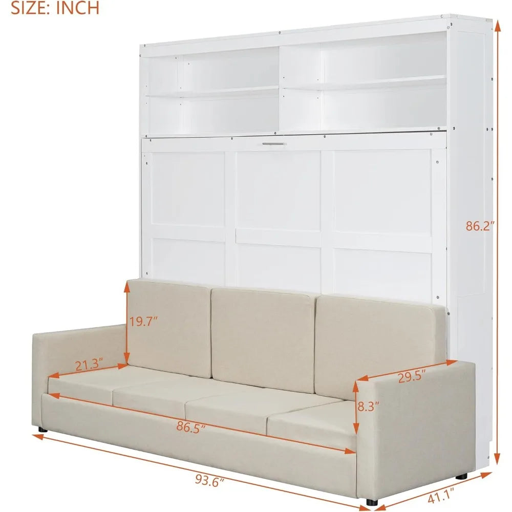 Harper and Bright Queen Murphy Bed With Sofa Shelves