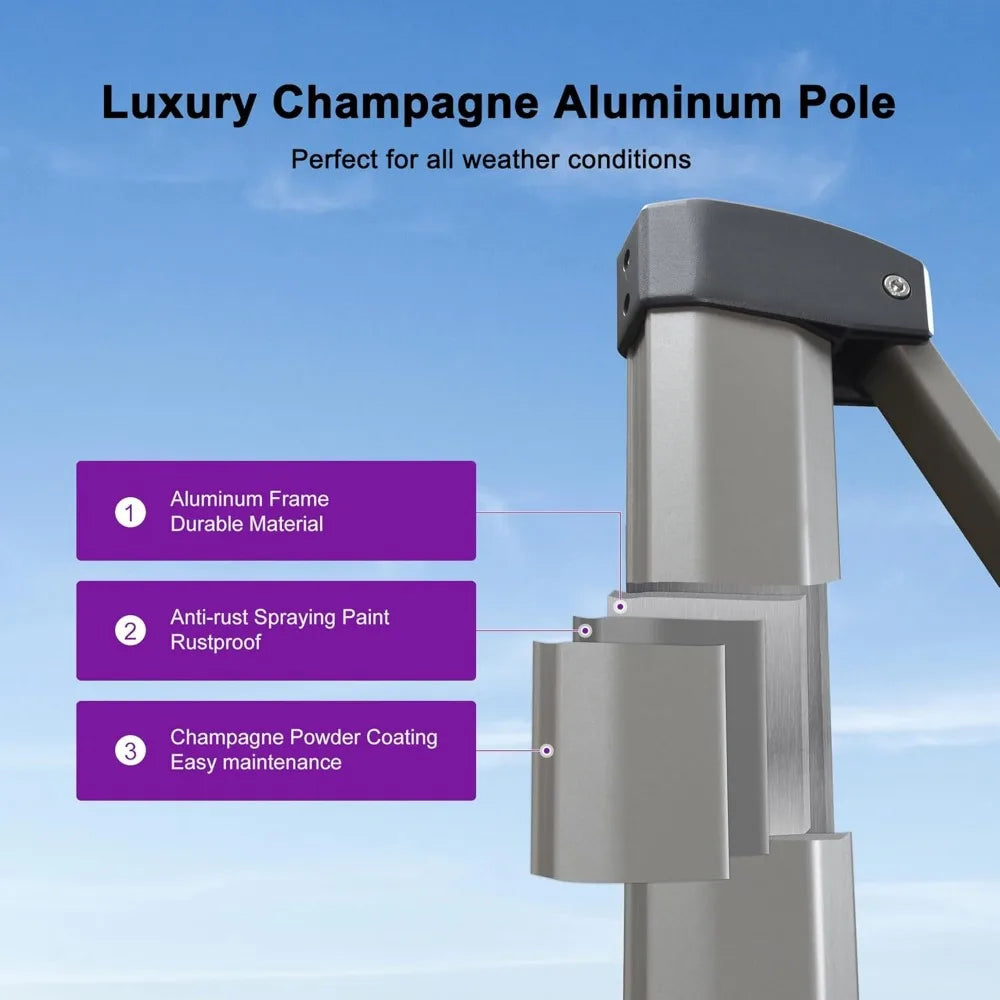 Patio Cantilever Umbrella Aluminum Offset Champagne Frame