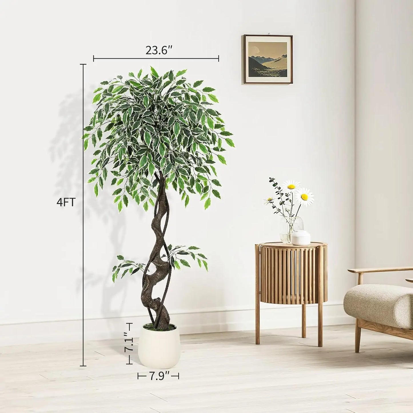 HiMISS Artificial Ficus Tree Indoor Outdoor Decor Moss