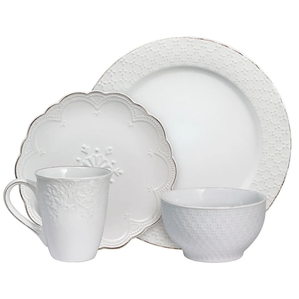 DUTRIEUX French Lace Stoneware Dinnerware Set Vintage