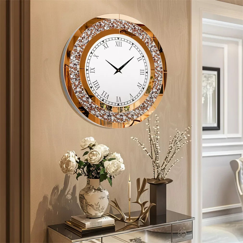 LUVODI 32 Inch Crystal Modern 3D Wall Clock Roman Numerals