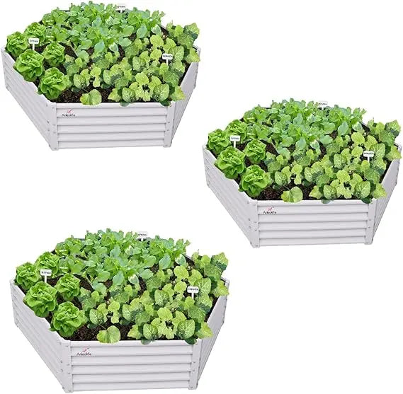 Anleolife 2 Pack L Shaped Galvanized Raised Garden Beds