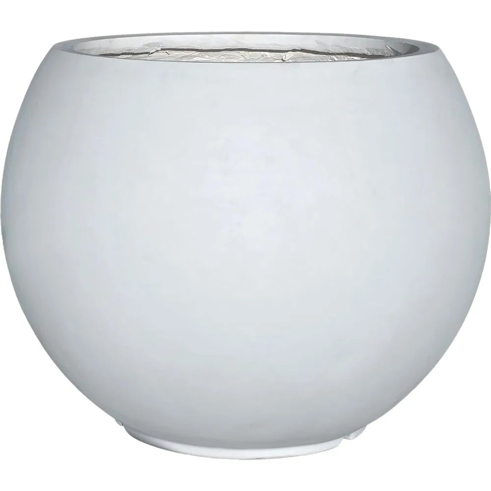 Large White Fiberstone Planter with Drainage Hole for Indoor Outdoor Use