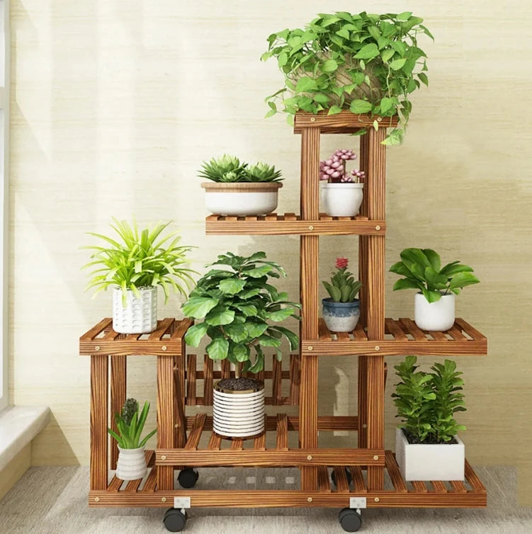 6 Tier Wooden Plant Stand for Indoor and Outdoor Use