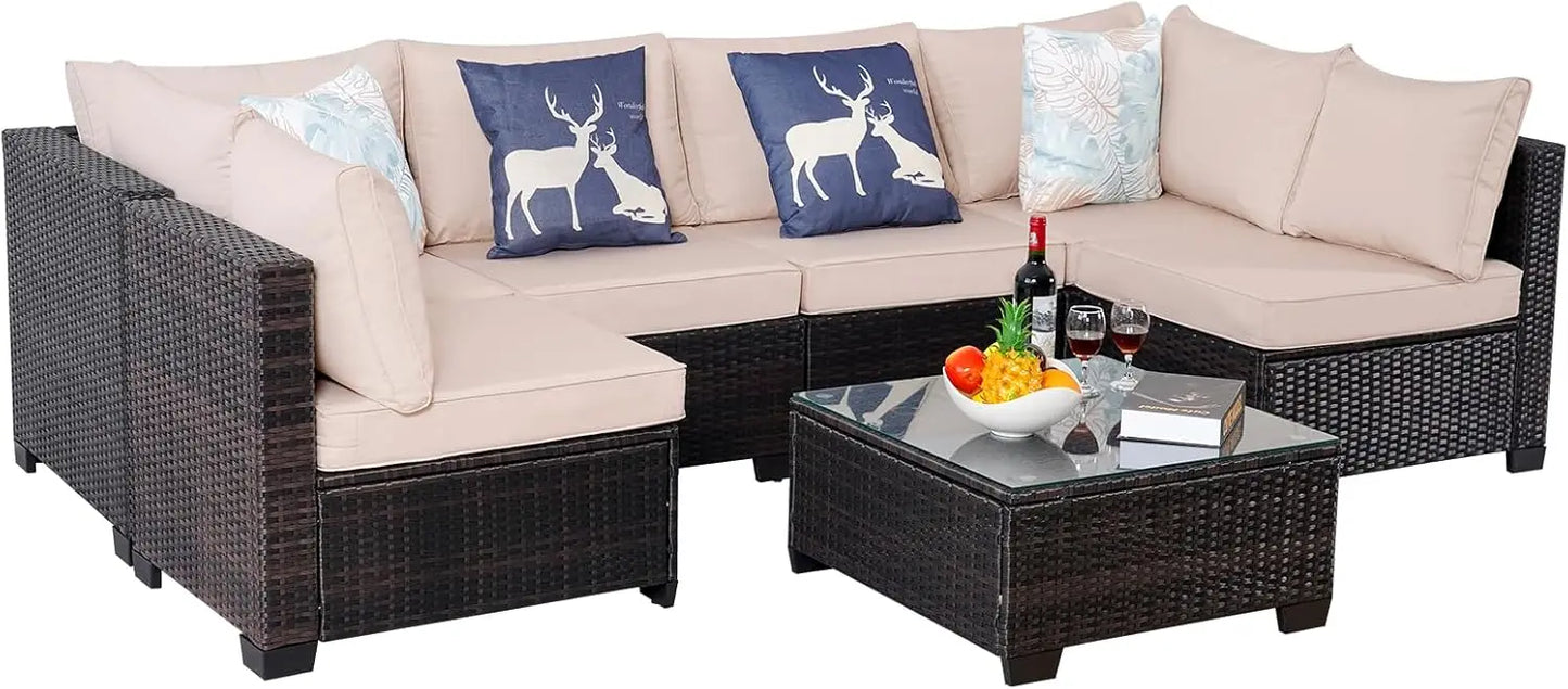 7 Piece Rattan Sectional Sofa Set for Stylish Outdoor Living