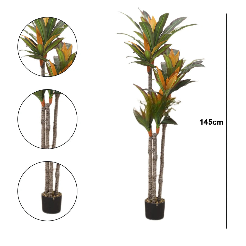 HiMISCN Artificial Dracaena Tree Indoor Decor Faux Plant