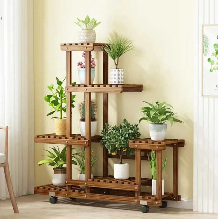 6 Tier Wooden Plant Stand for Indoor and Outdoor Use