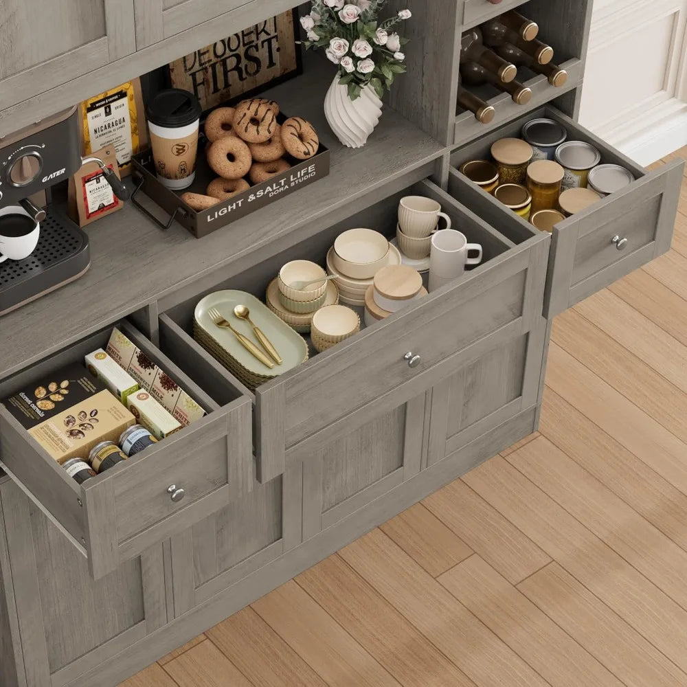 72 Inch Tall Kitchen Pantry Cabinet With Built In Wine Rack