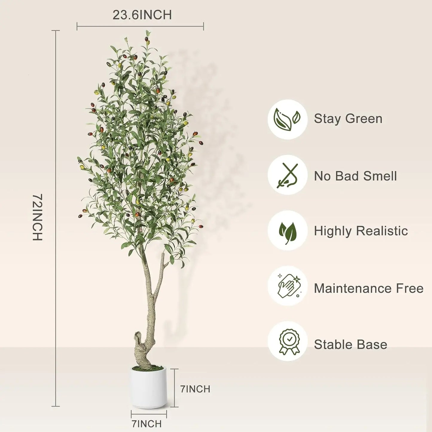 Artificial Olive Tree In White Planter Five To Seven Feet