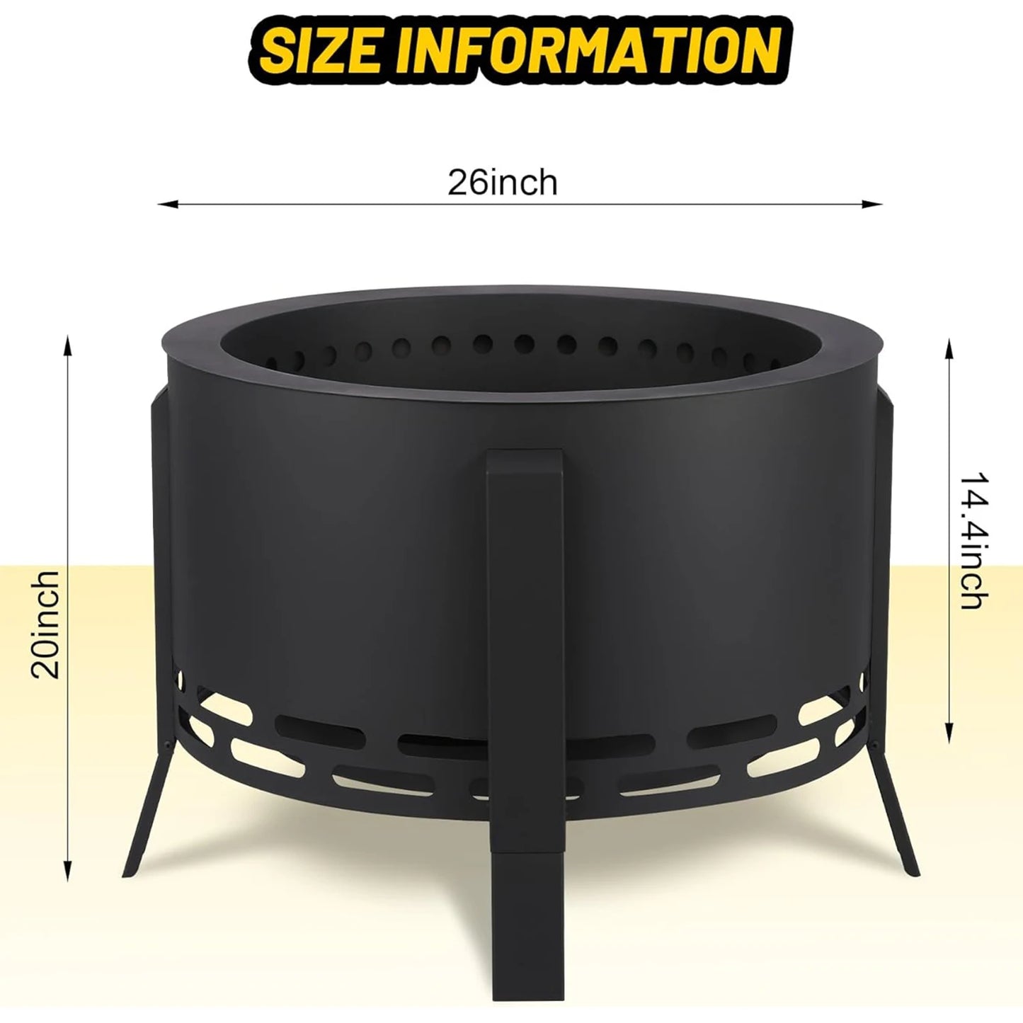 HiMISS Smokeless Firepit Outdoor Low Smoke Folding Feet
