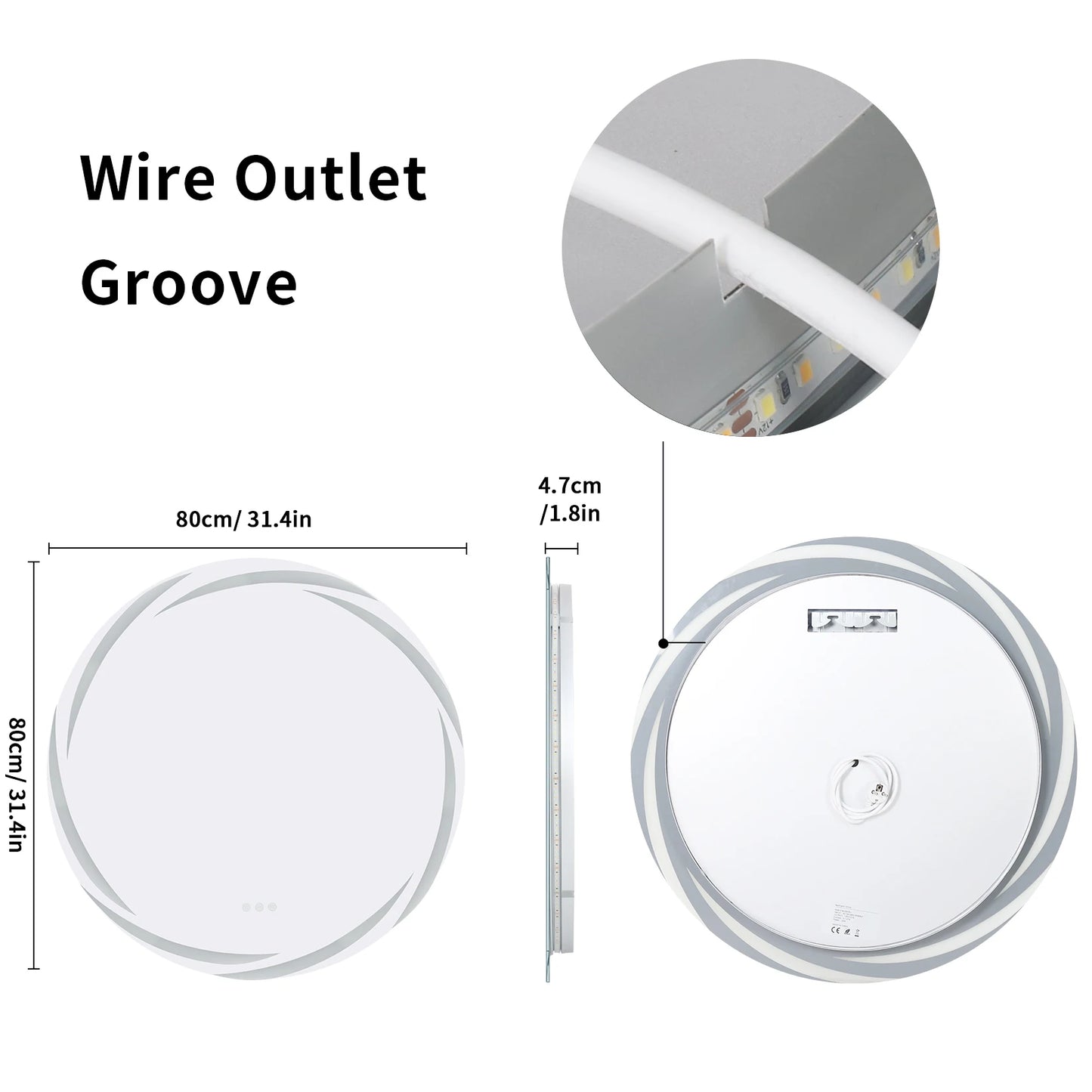 Anti Fog LED Bathroom Mirror with Adjustable Backlight