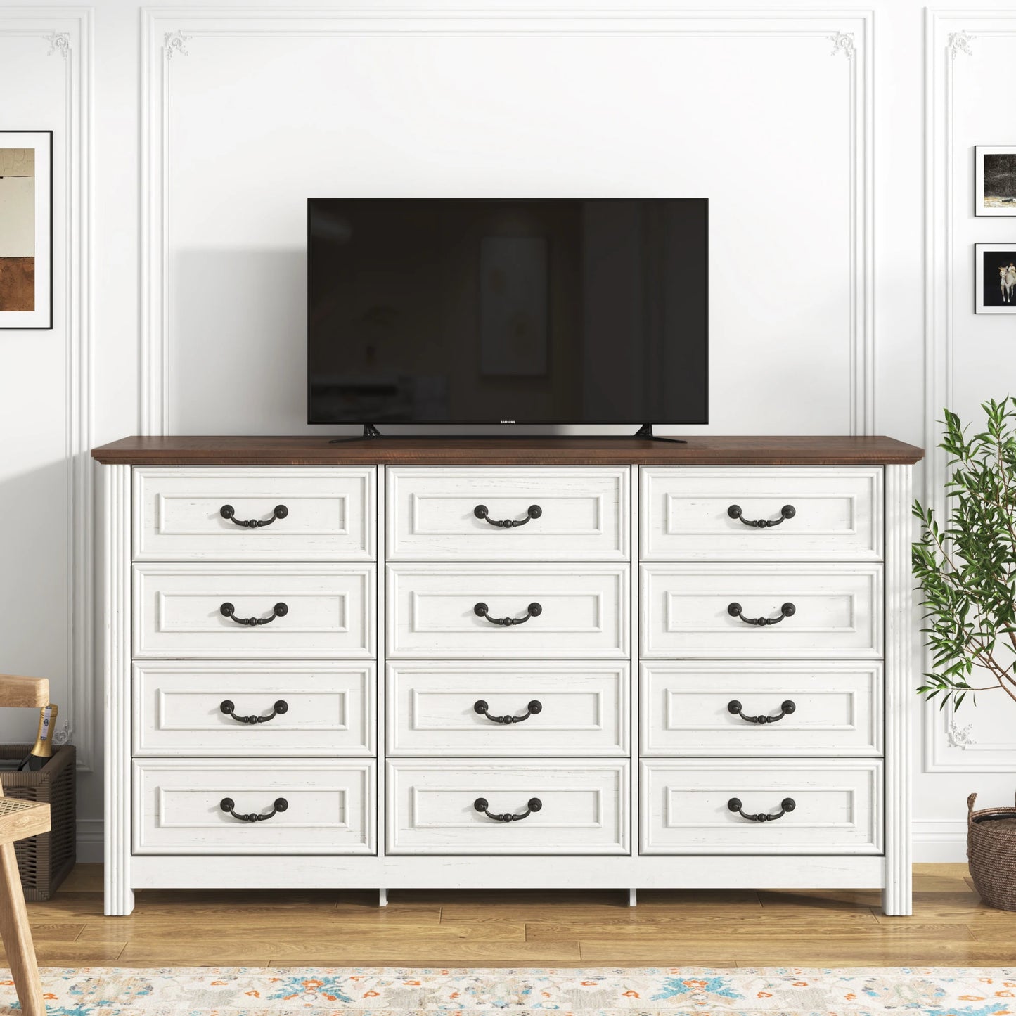Large 12 Drawer Wooden Dresser for Stylish Bedroom Storage