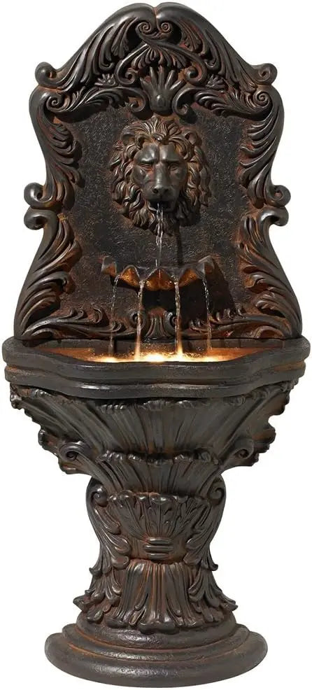 Royal Lion Head Outdoor Three Story Fountain With LED Light