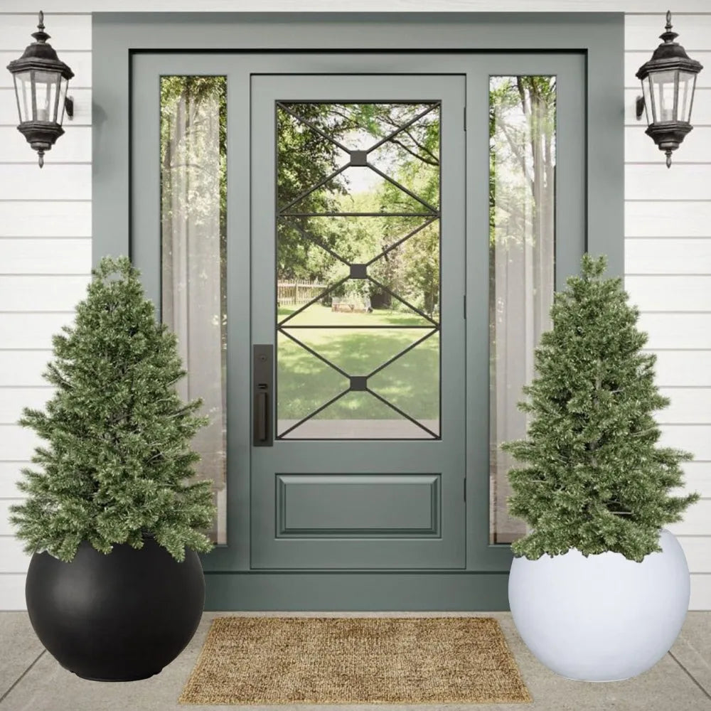 Large White Fiberstone Planter with Drainage Hole for Indoor Outdoor Use