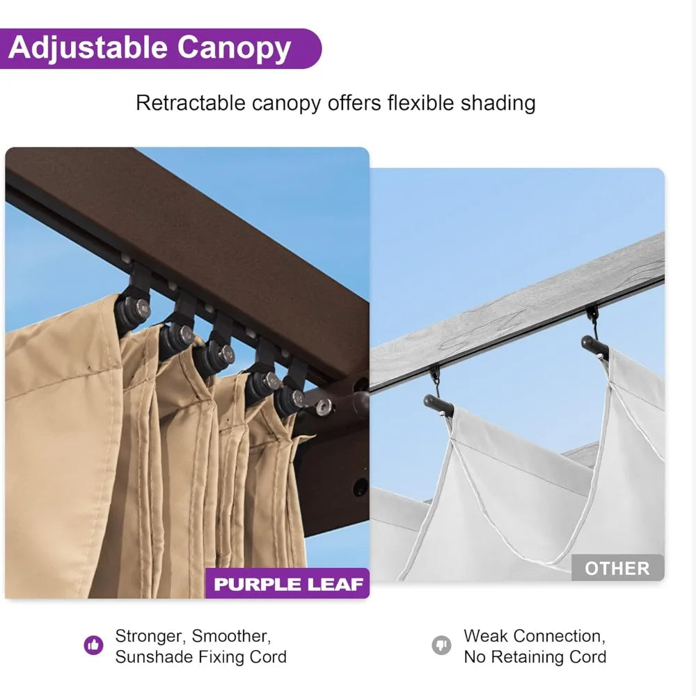 Retractable Pergola Aluminum With Sun Shade Canopy