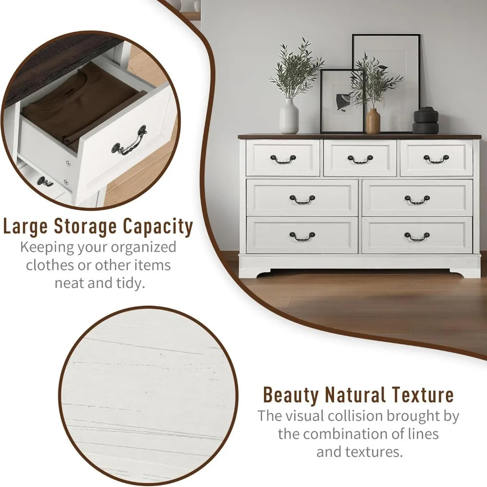 Rustic Farmhouse Bedroom Set with 6 Drawer Dresser