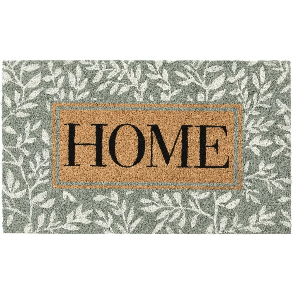 Natural Coconut Coir Mat 18x30 Floral Design Rubber Backing