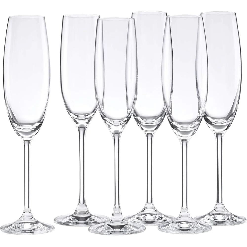 Champagne Flute Set of 6 Break Resistant Glasses 8oz Clear
