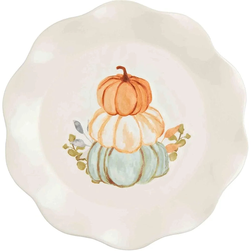 Thanksgiving Stacked Pumpkins Ceramic Stoneware Salad Plate